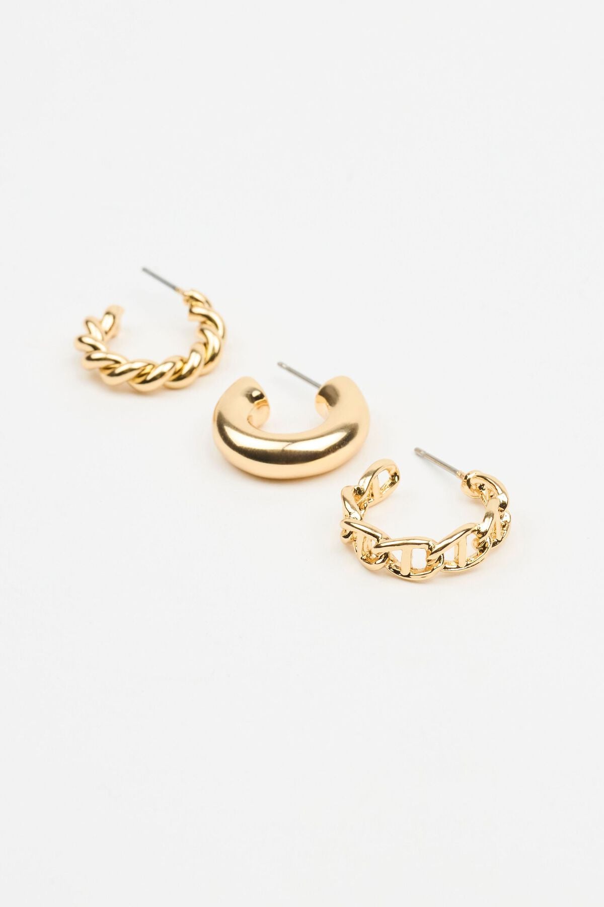 3 Pack Twist & Chain Earrings Yellow Garage Clothing Women