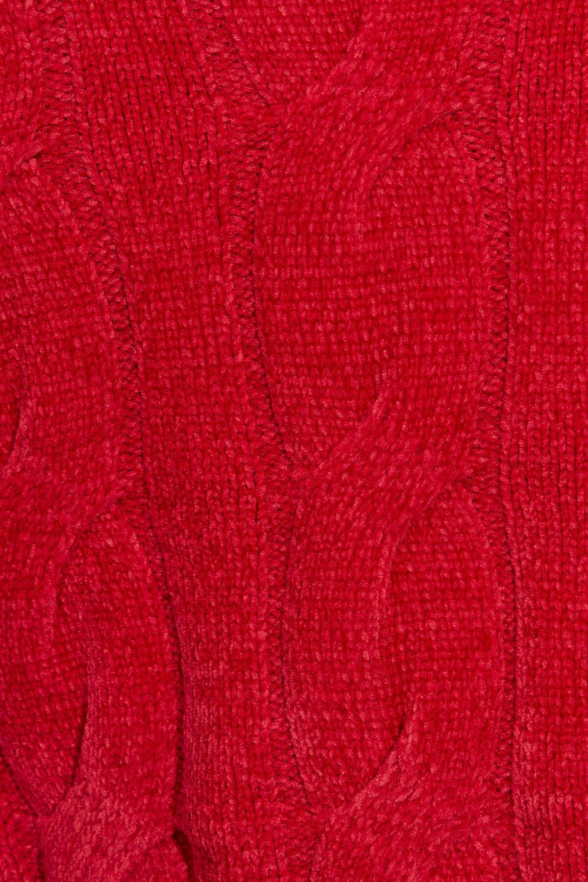 Cropped Cable Crewneck Sweater Red Garage Clothing Women