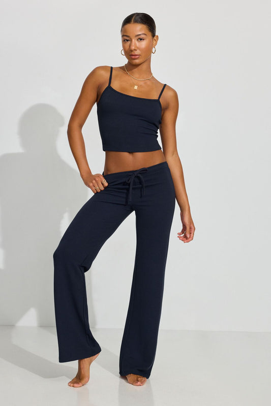Waffle Flare Pants Navy Garage Clothing Women