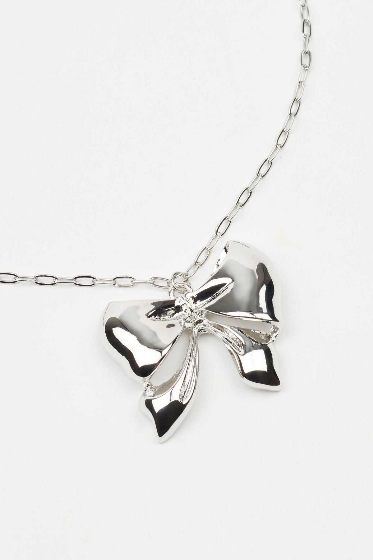 Oversized Metal Bow Necklace Gray Garage Clothing Women
