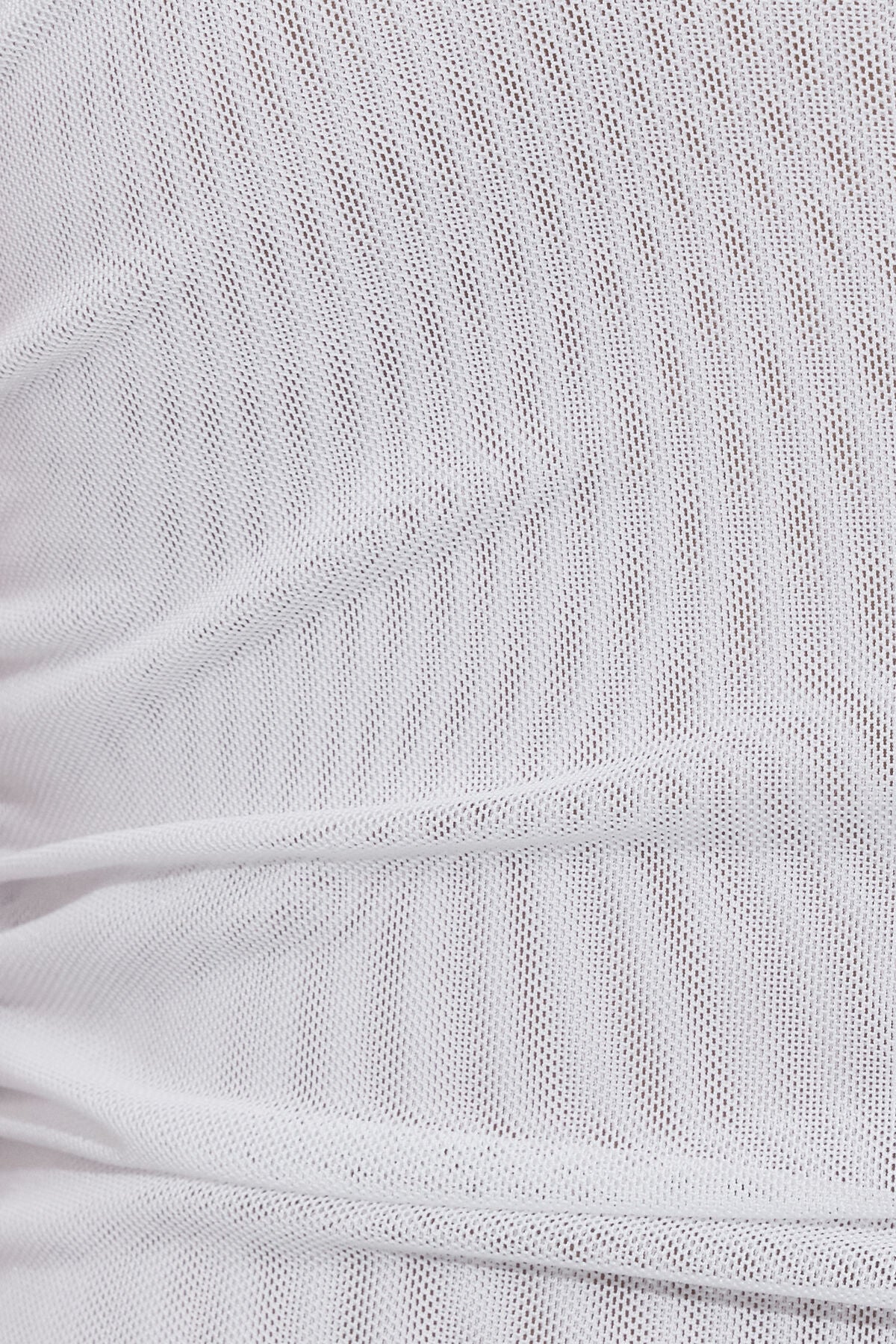 Plunge Ruched Mesh Top White Garage Clothing Women