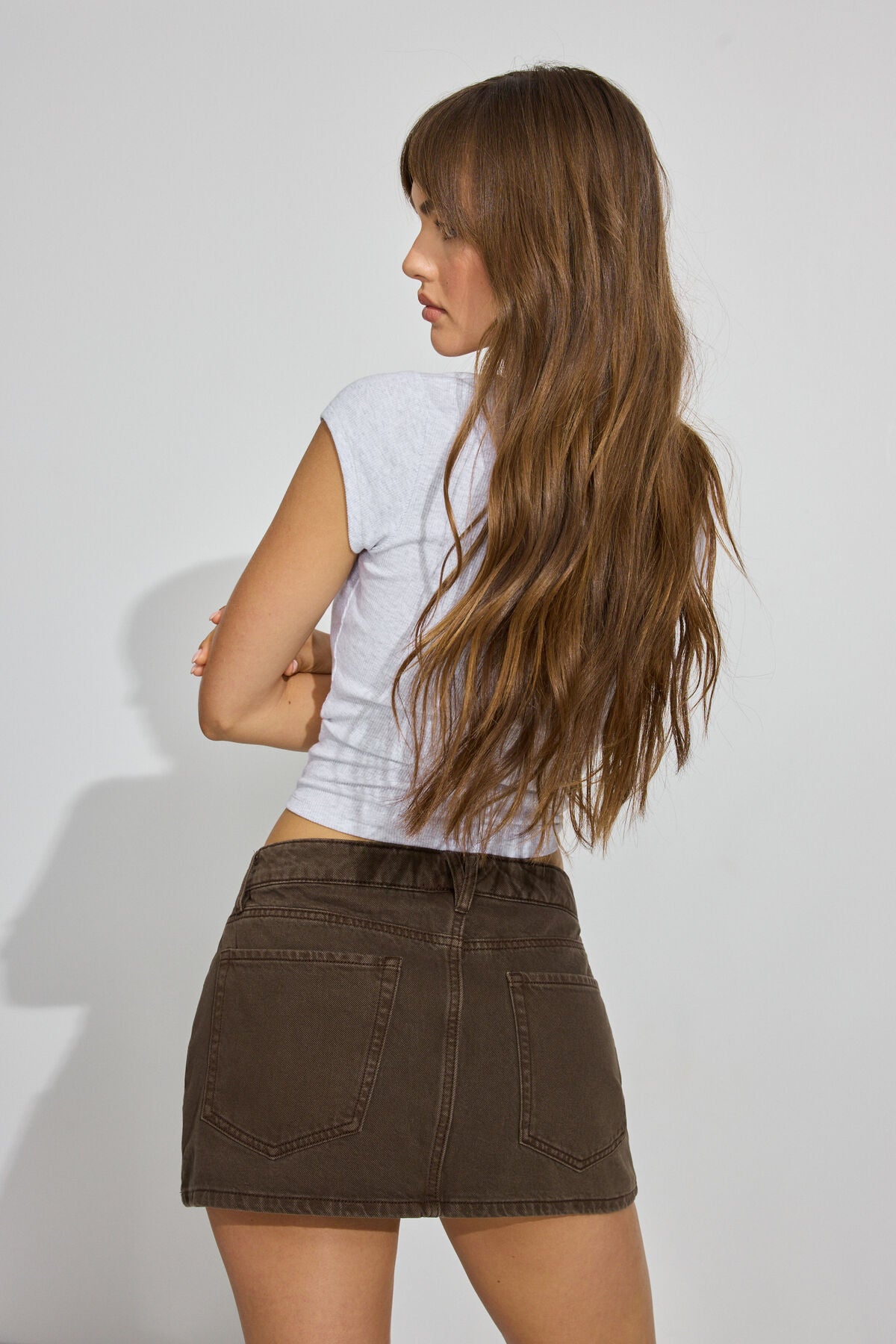 Twill Micro Skort Brown Garage Clothing Women