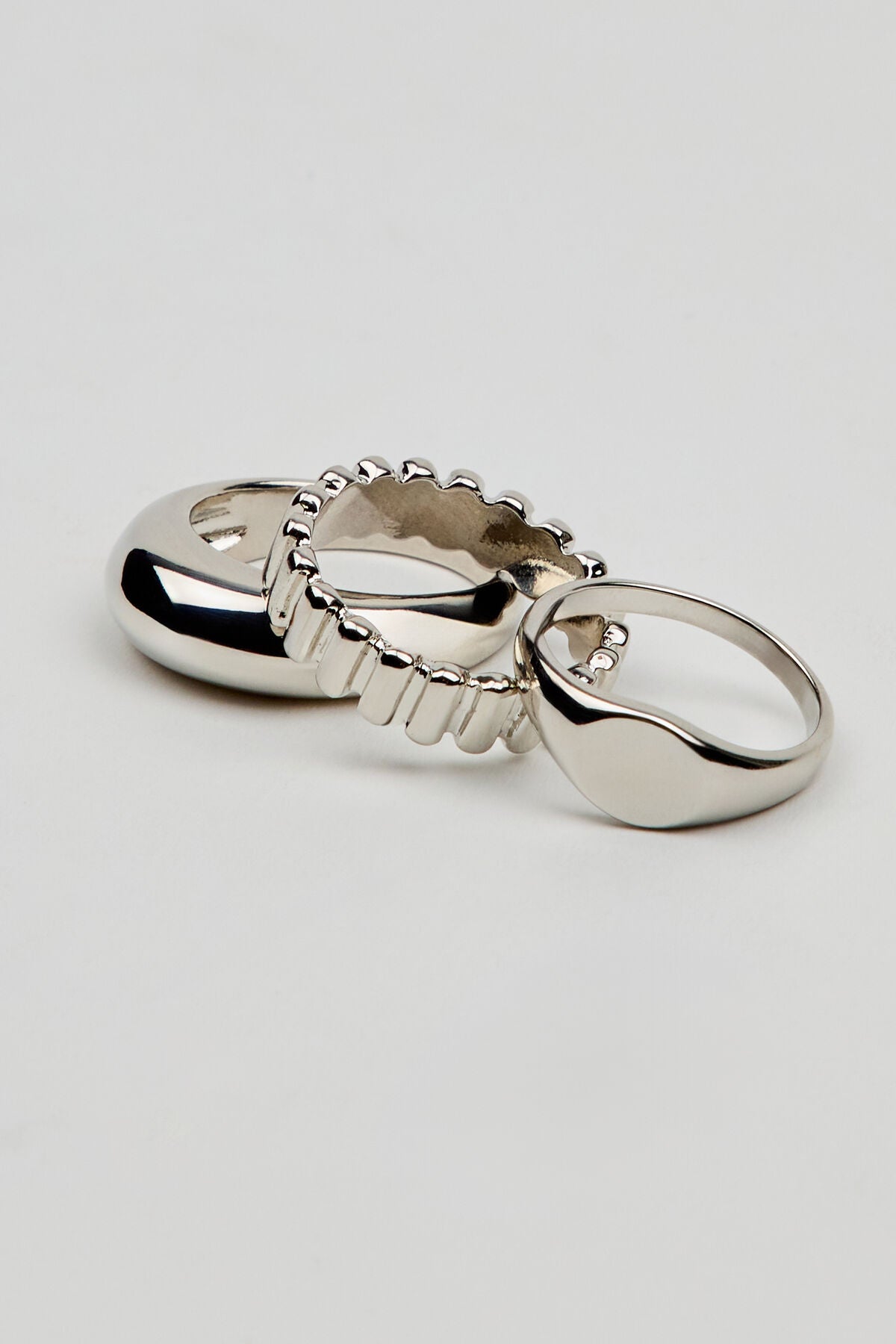 Set of 3 Signet Rings Gray Garage Clothing Women