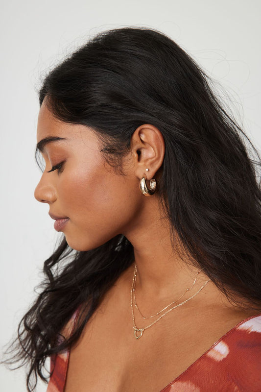 3 Pack Textured Hoop Earrings Yellow Garage Clothing Women