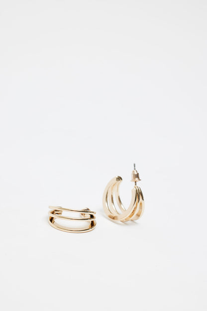 3 Pack Textured Hoop Earrings Yellow Garage Clothing Women