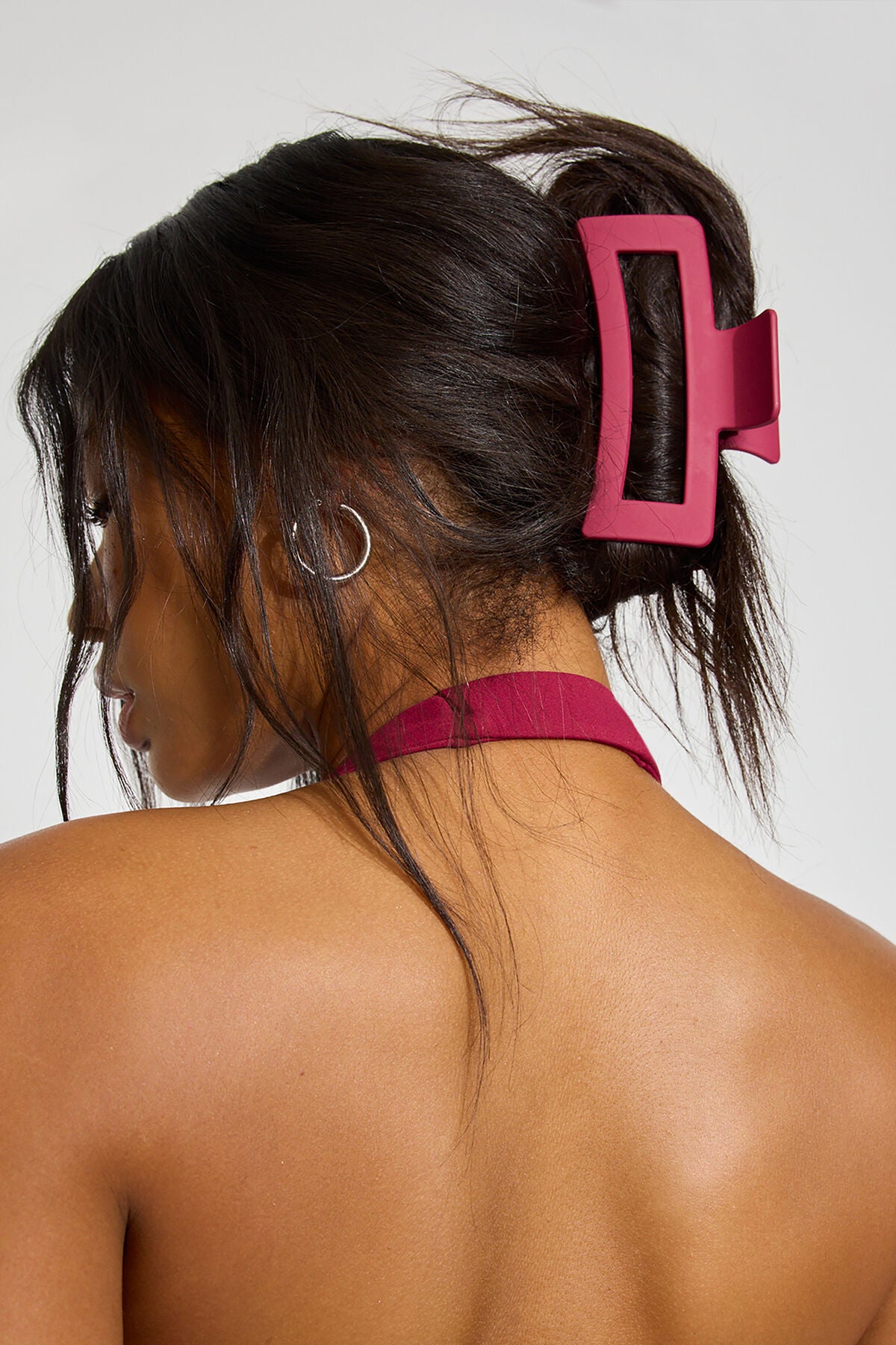Oversized Rectangle Claw Clip Burgundy Garage Clothing Women