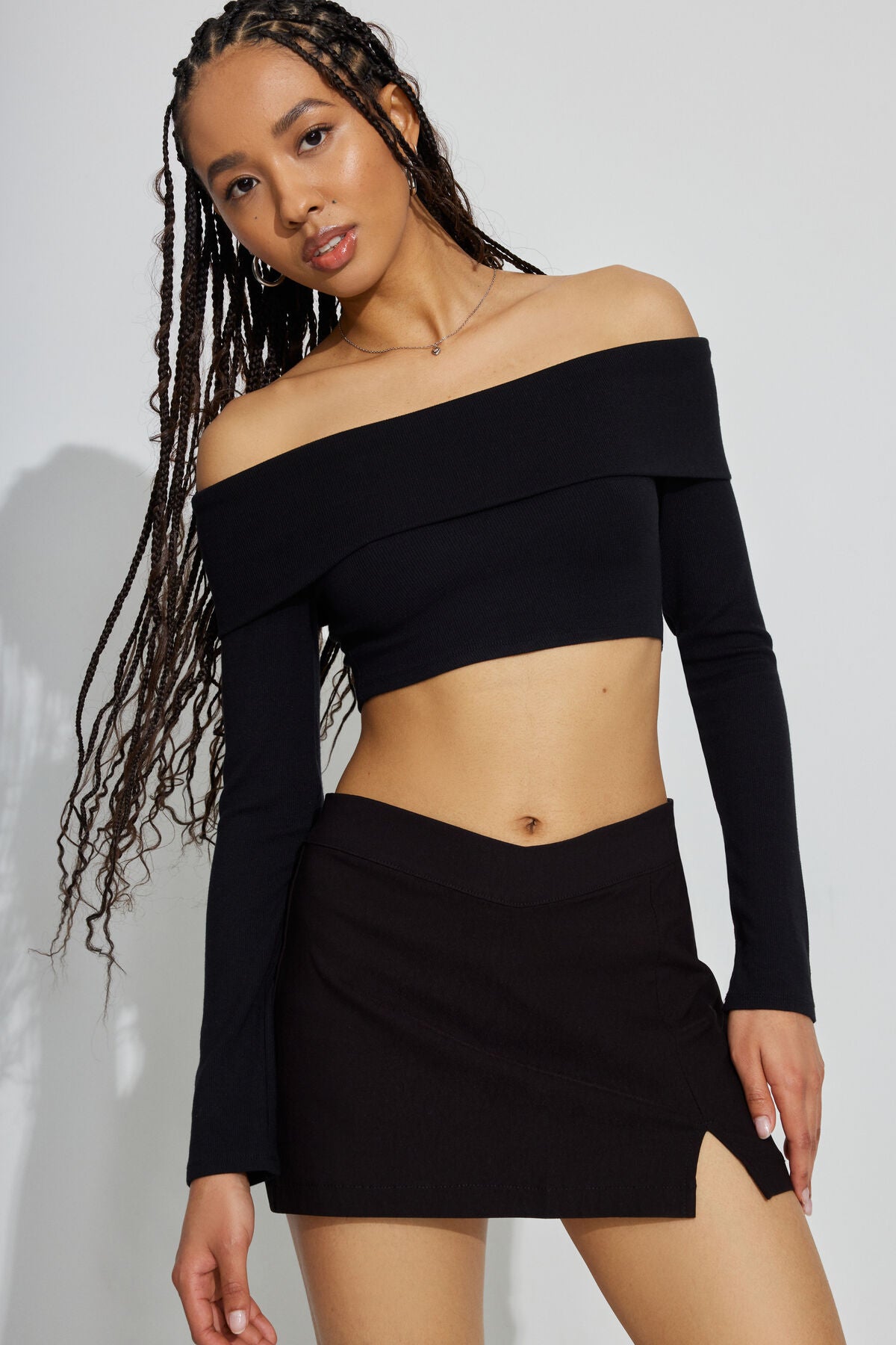 That's Hot Mini V Waist Skort Black Garage Clothing Women