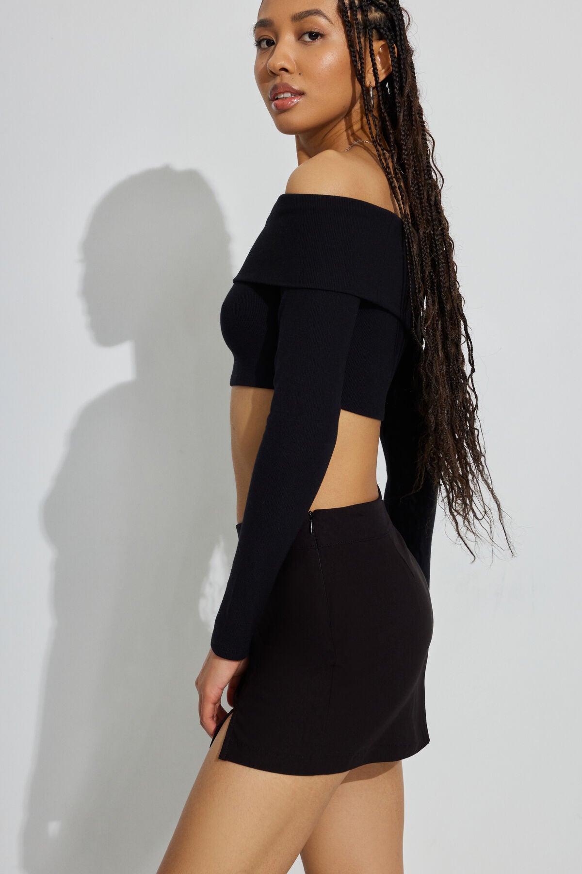 That's Hot Mini V Waist Skort Black Garage Clothing Women