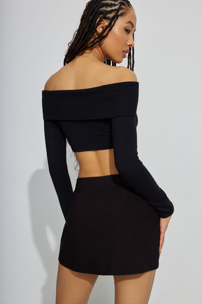 That's Hot Mini V Waist Skort Black Garage Clothing Women