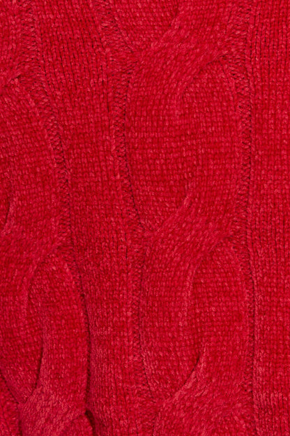 Cropped Cable Crewneck Sweater Red Garage Clothing Women