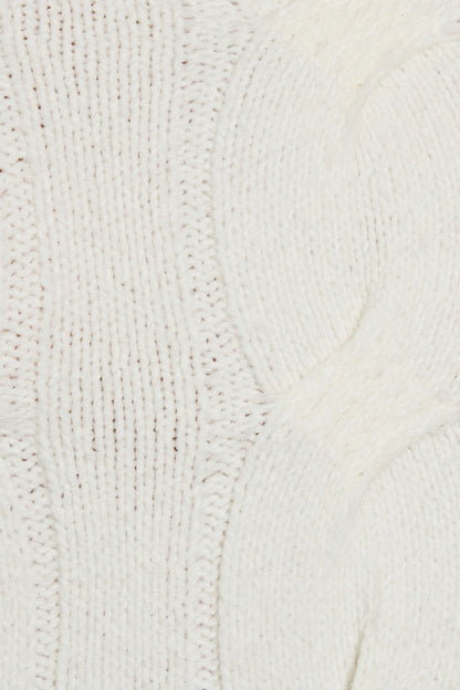 Cropped Cable Crewneck Sweater Beige Garage Clothing Women