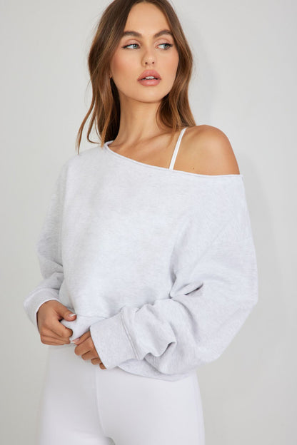 SoftTerry Off Shoulder Sweatshirt Gray Garage Clothing Women