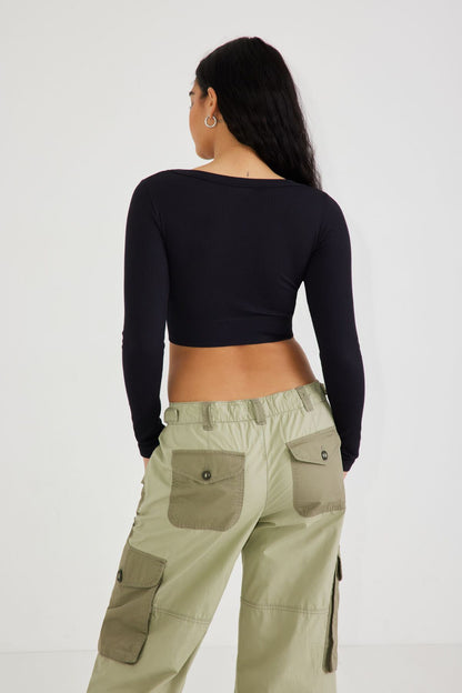 Sonia Seamless Long Sleeve Top  Black Garage Clothing Women