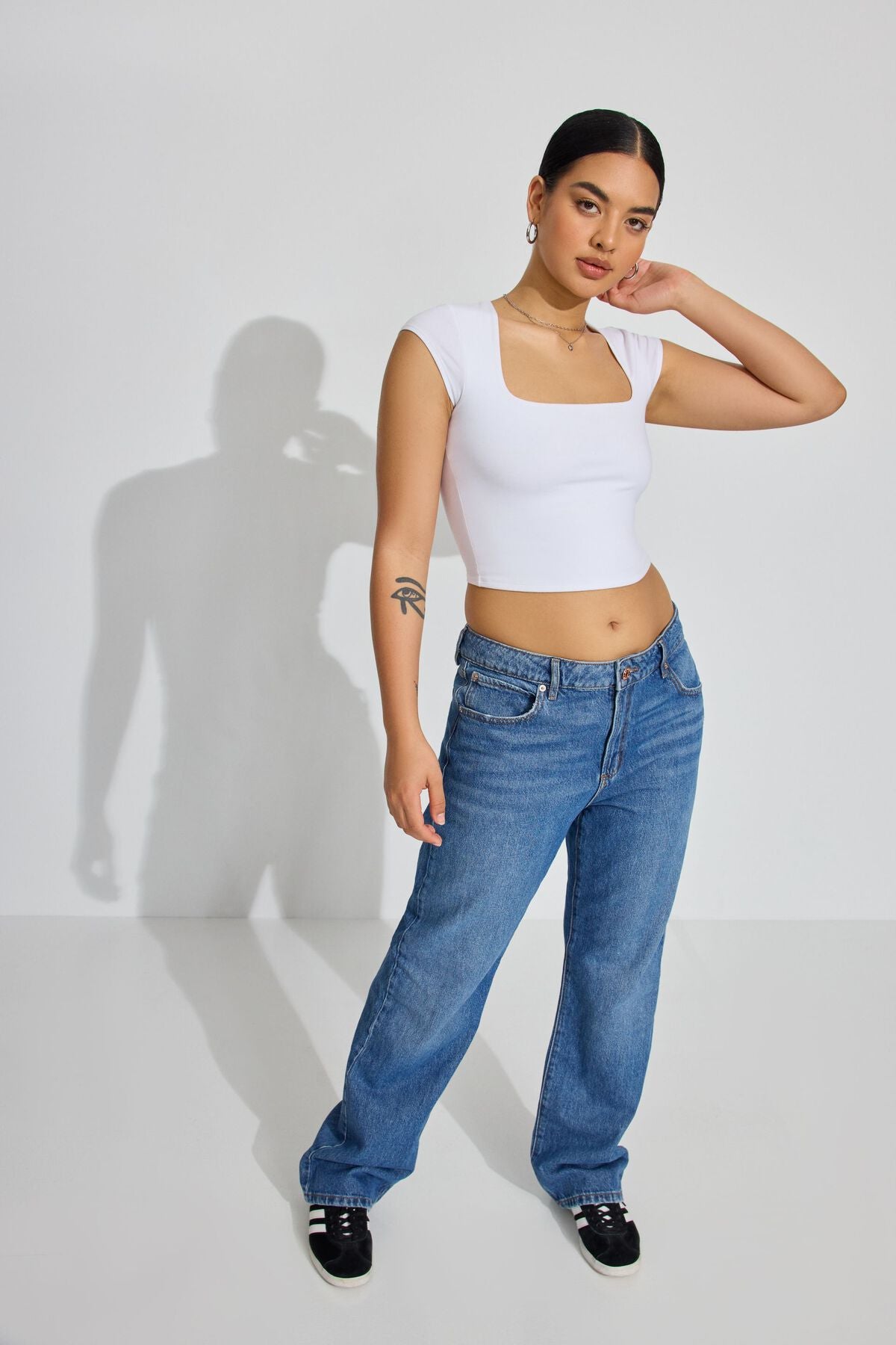 Portia Square Neckline Tee White Garage Clothing Women