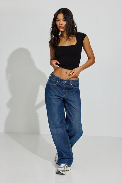 Portia Square Neckline Tee Black Garage Clothing Women