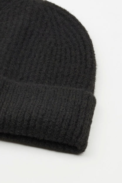 Ribbed Knit Basic Tuque Black Garage Clothing Women