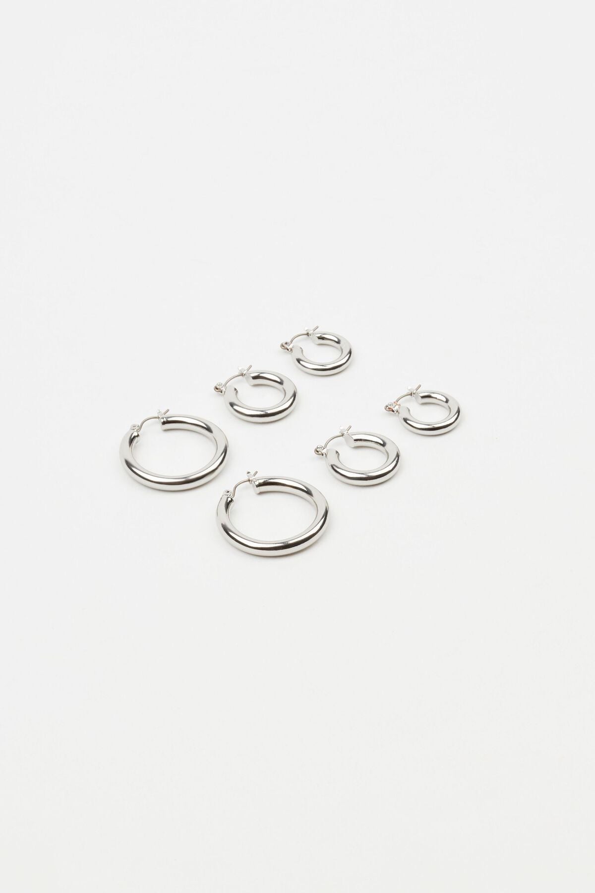 3 Pack Hoop Earrings Gray Garage Clothing Women