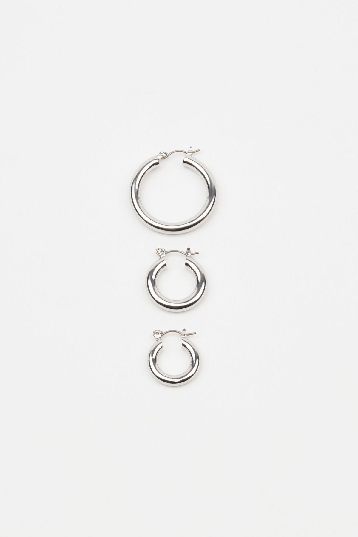 3 Pack Hoop Earrings Gray Garage Clothing Women