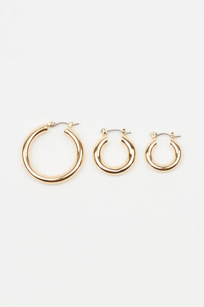 3 Pack Hoop Earrings Yellow Garage Clothing Women