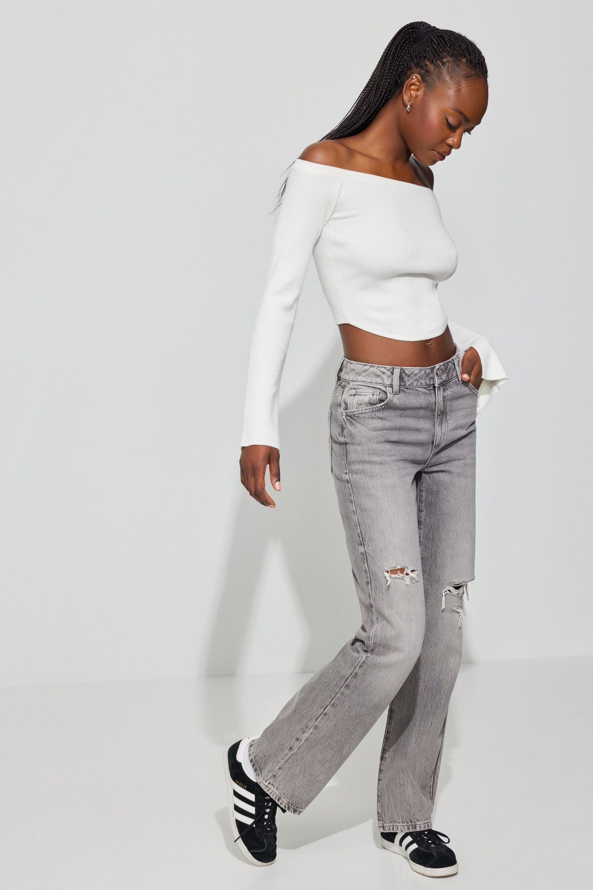 Corset Hem Off Shoulder Top White Garage Clothing Women