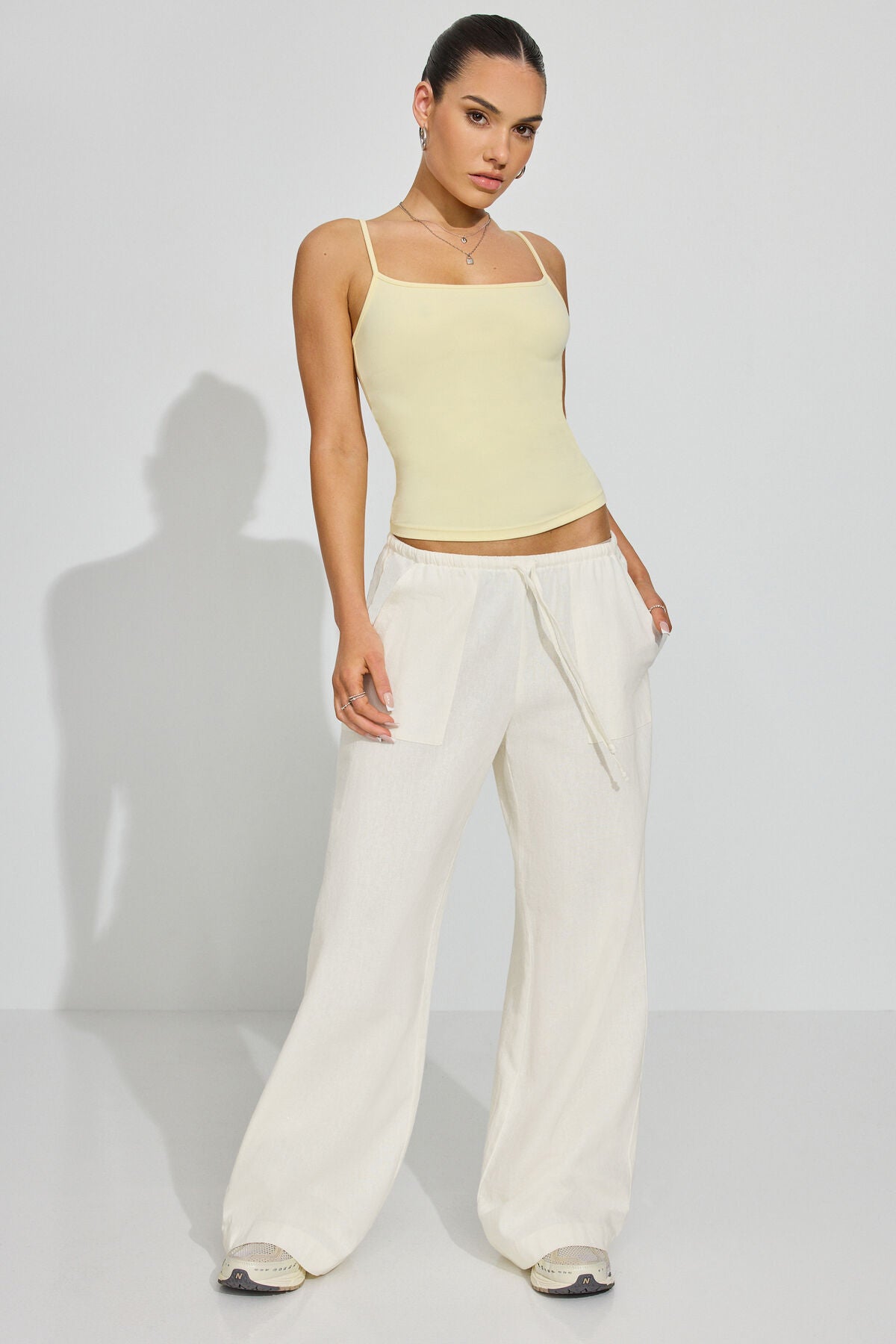 Millie Linen Pull-On Pants White Garage Clothing Women