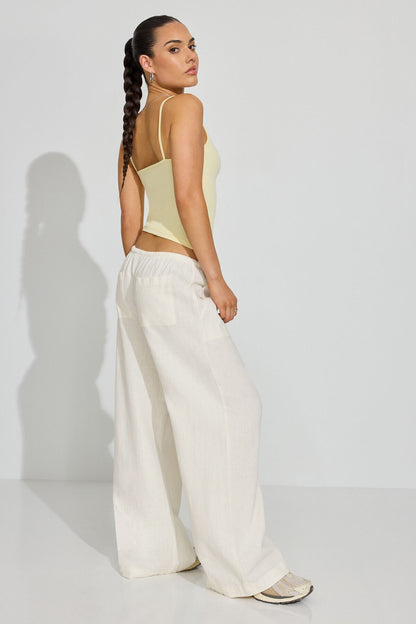 Millie Linen Pull-On Pants White Garage Clothing Women