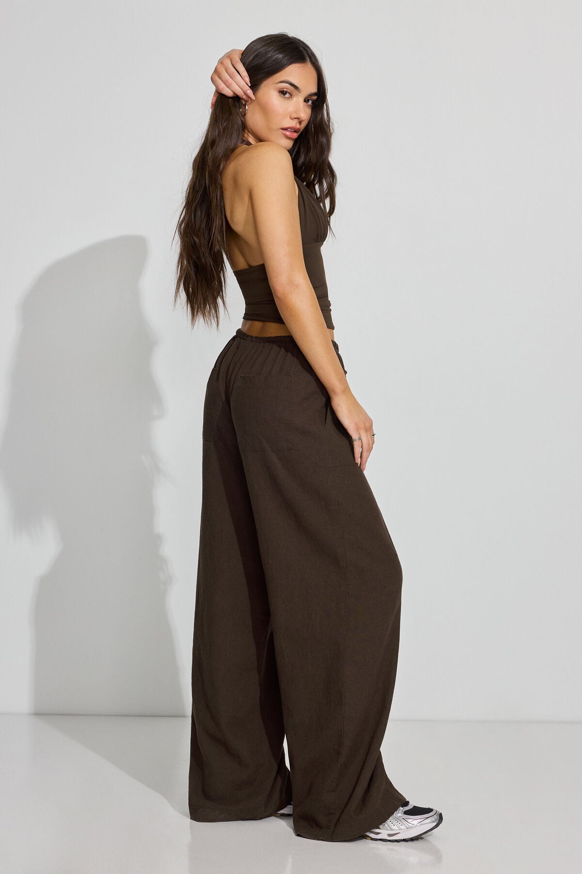 Millie Linen Pull-On Pants Brown Garage Clothing Women