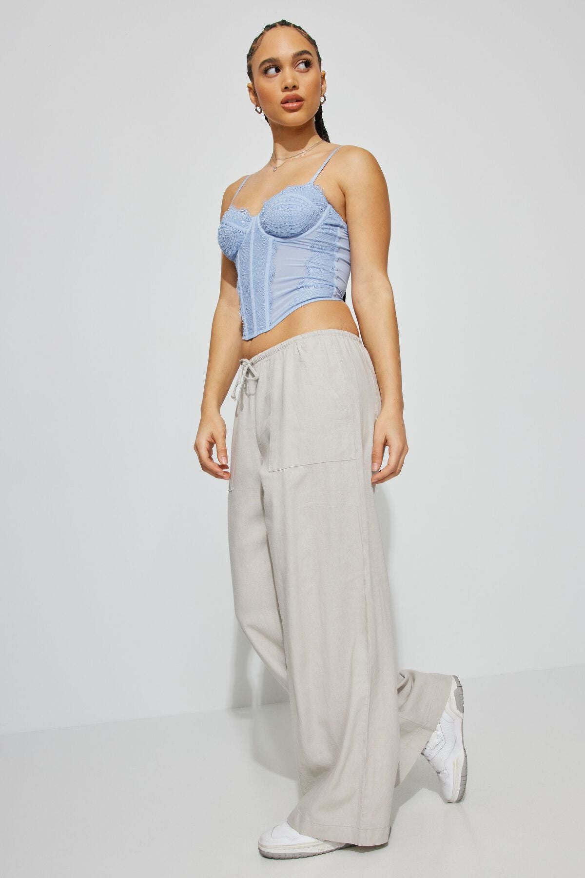 Millie Linen Pull-On Pants Gray Garage Clothing Women
