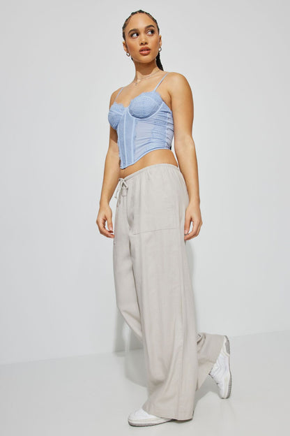 Millie Linen Pull-On Pants Gray Garage Clothing Women