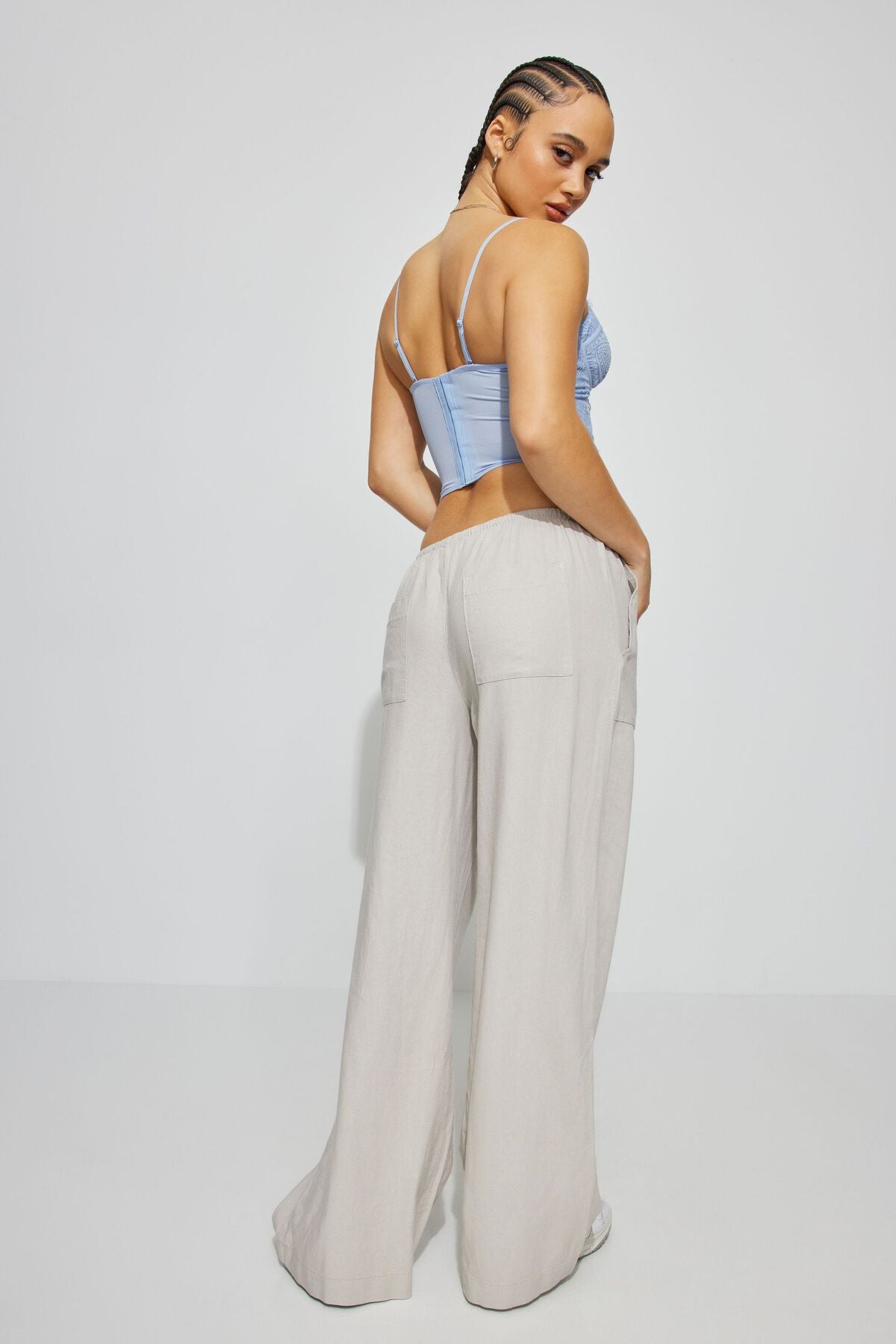 Millie Linen Pull-On Pants Gray Garage Clothing Women