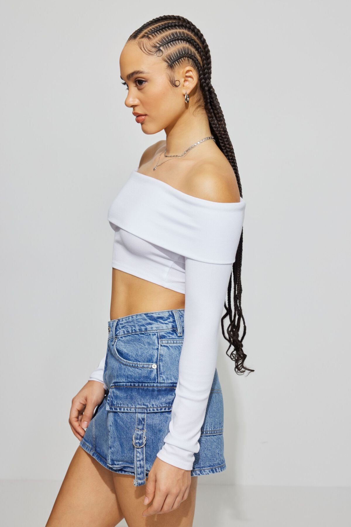Kayla Foldover Off Shoulder Top White Garage Clothing Women