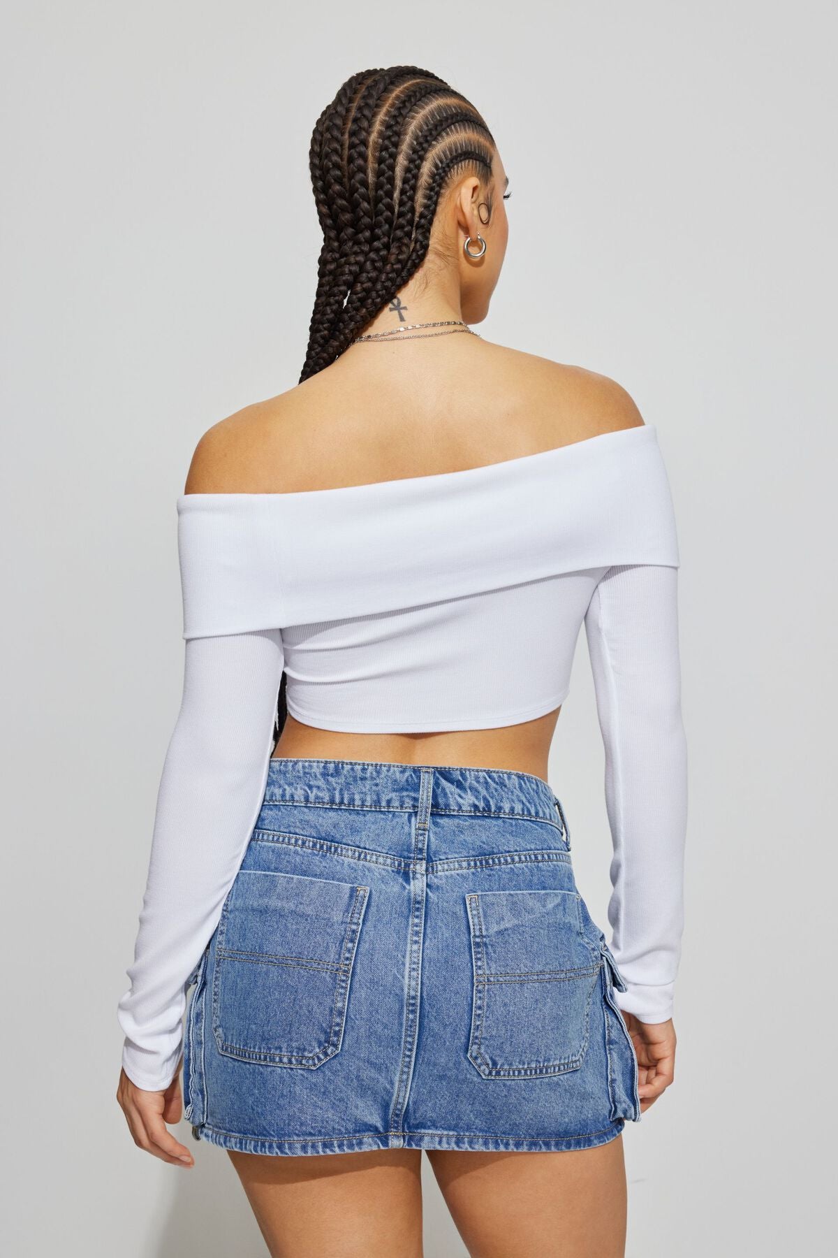 Kayla Foldover Off Shoulder Top White Garage Clothing Women