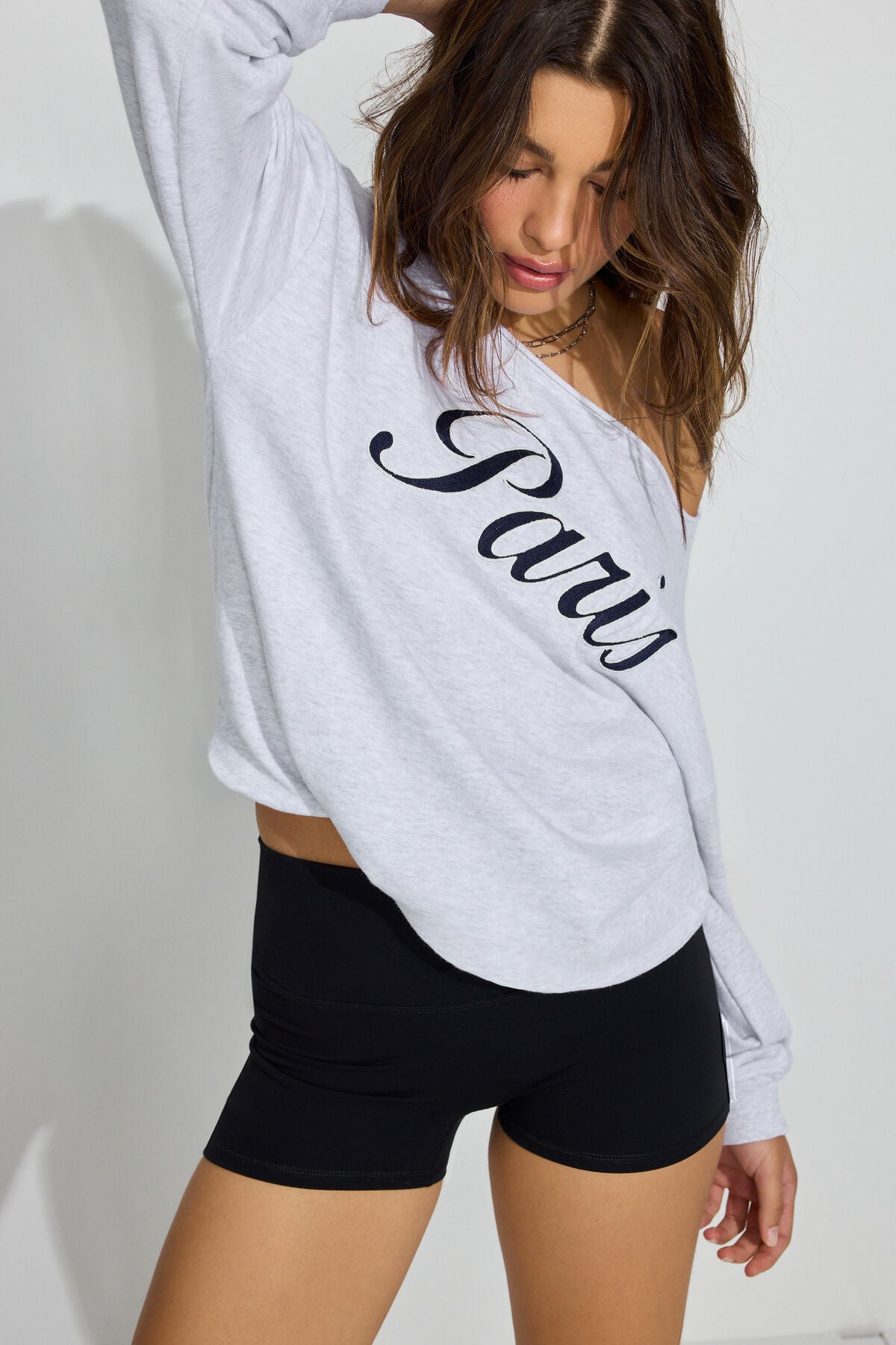 SoftTerry Off Shoulder Sweatshirt Gray Garage Clothing Women