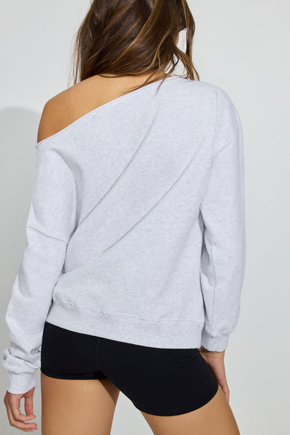 SoftTerry Off Shoulder Sweatshirt Gray Garage Clothing Women