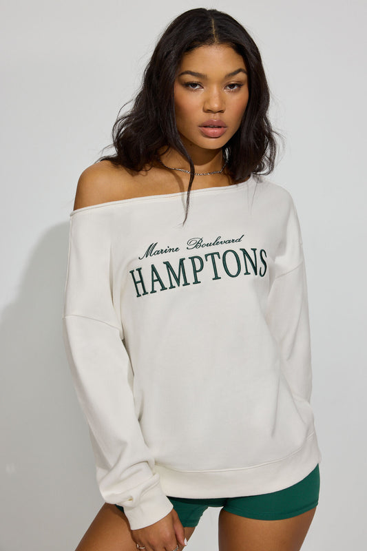 SoftTerry Off Shoulder Sweatshirt WHITE Garage Clothing Women
