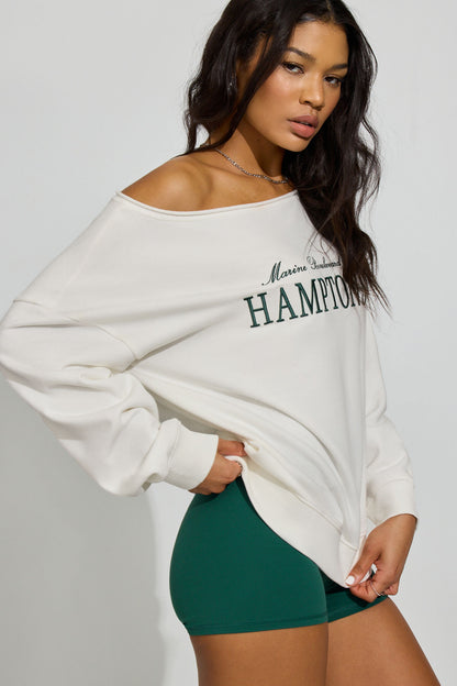 SoftTerry Off Shoulder Sweatshirt WHITE Garage Clothing Women