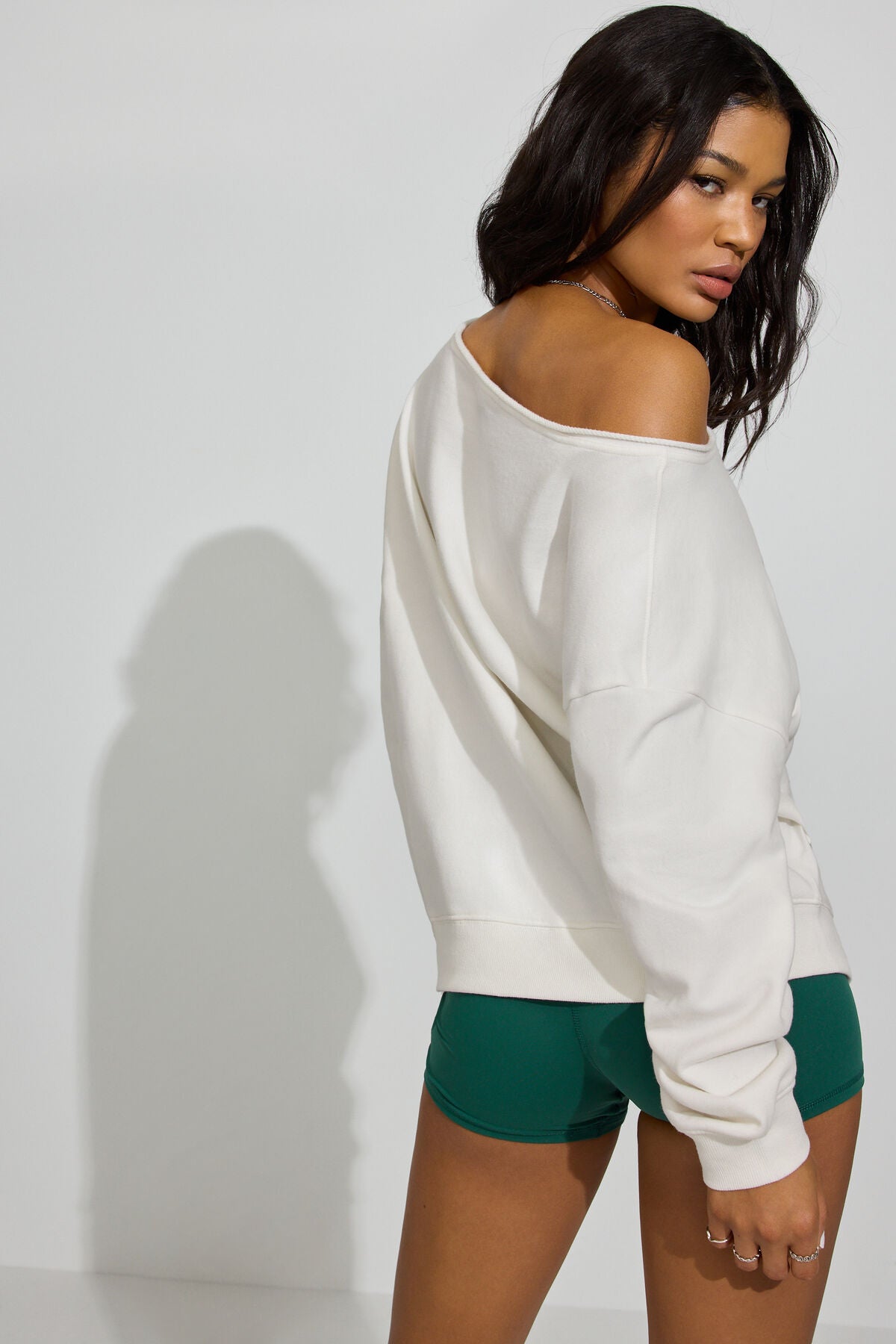 SoftTerry Off Shoulder Sweatshirt WHITE Garage Clothing Women