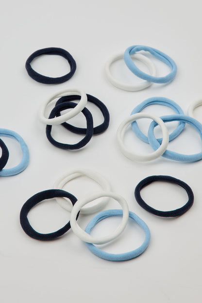 Pack of 18 Seamless Hair Elastics Blue Garage Clothing Women