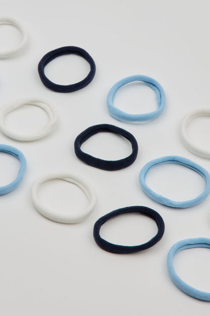 Pack of 18 Seamless Hair Elastics Blue Garage Clothing Women