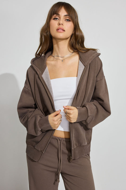 UltraFleece Full Zip Hoodie Brown Garage Clothing Women