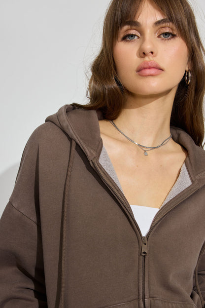 UltraFleece Full Zip Hoodie Brown Garage Clothing Women