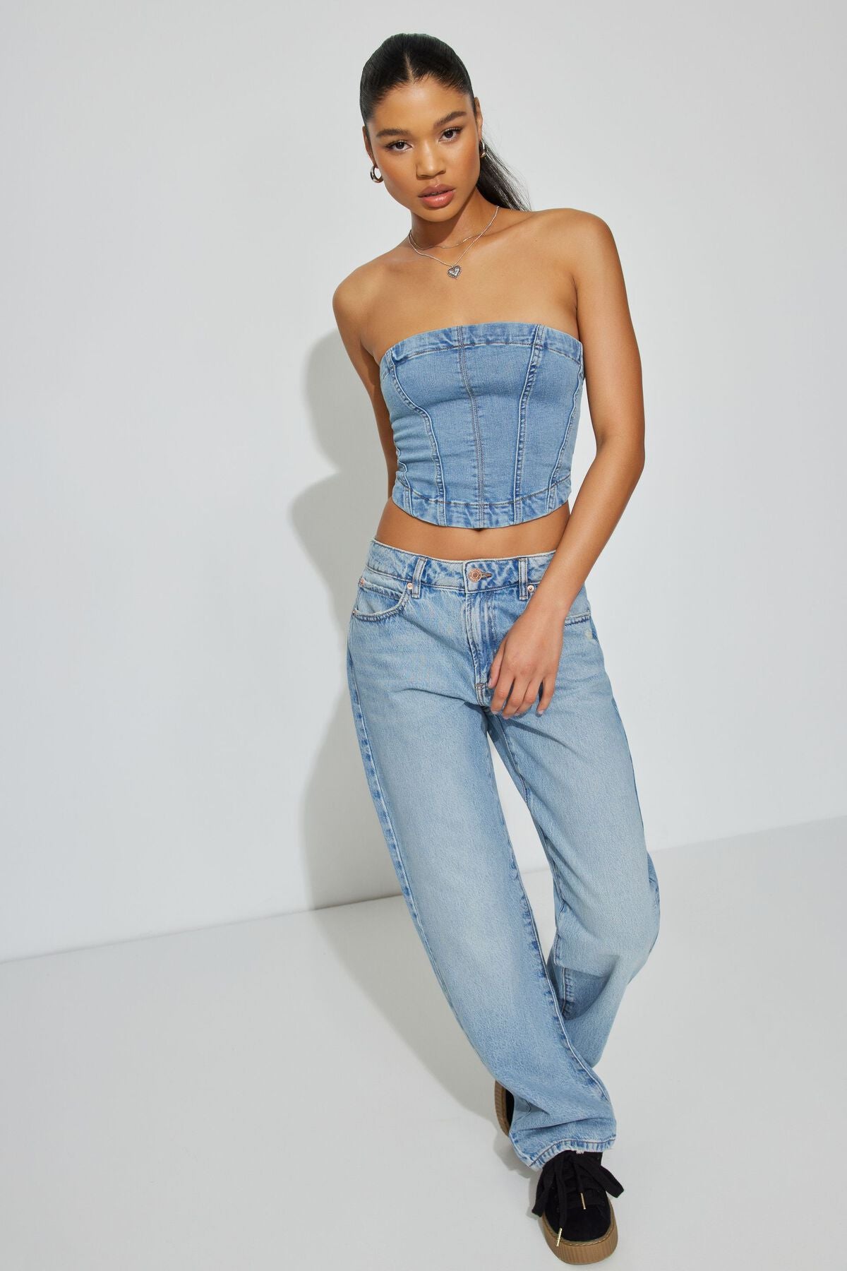 Denim Seamed Tube Top Blue Garage Clothing Women