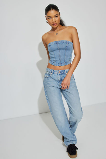 Denim Seamed Tube Top Blue Garage Clothing Women