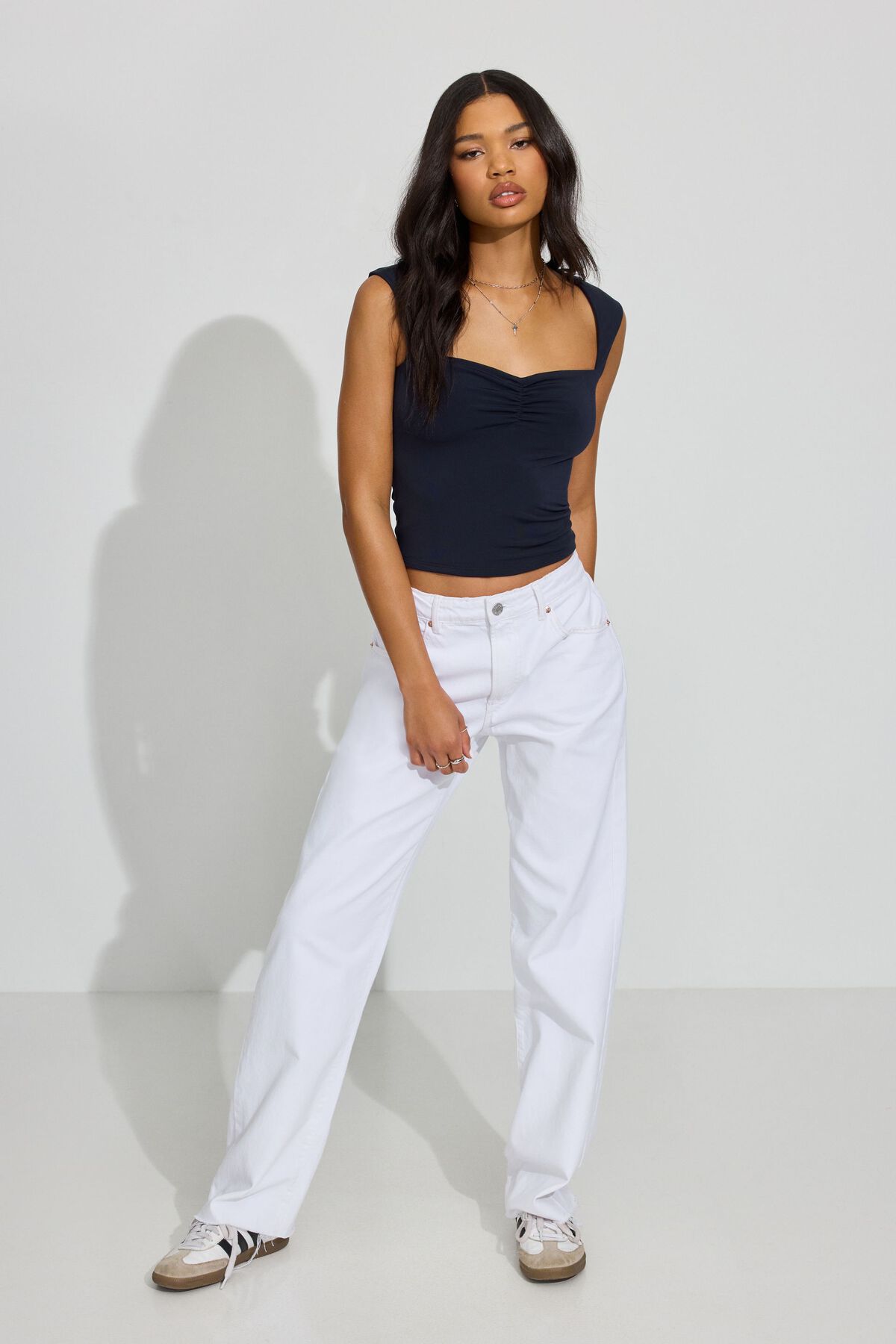 Talina Square Neck Top Navy Garage Clothing Women