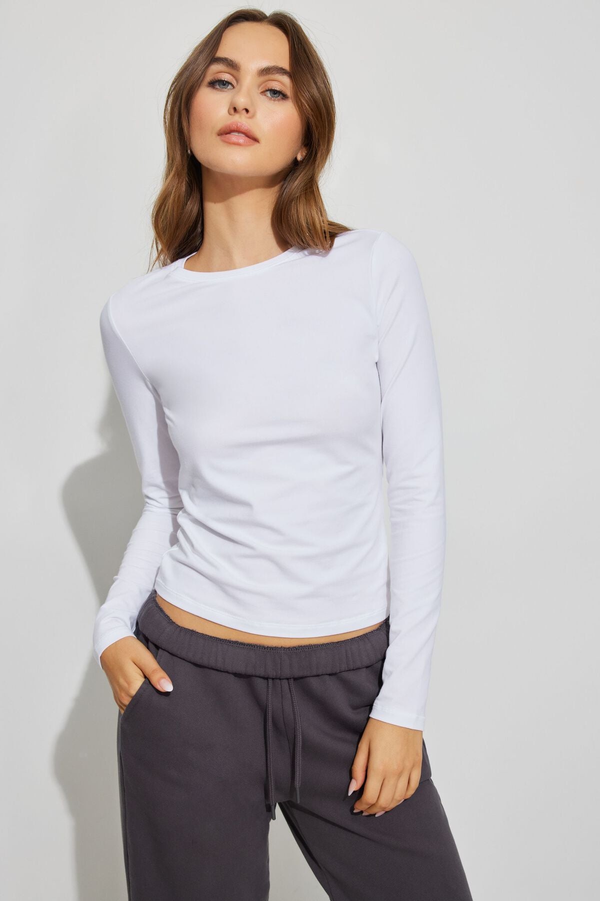 Estelle Longline Long Sleeve Top White Garage Clothing Women