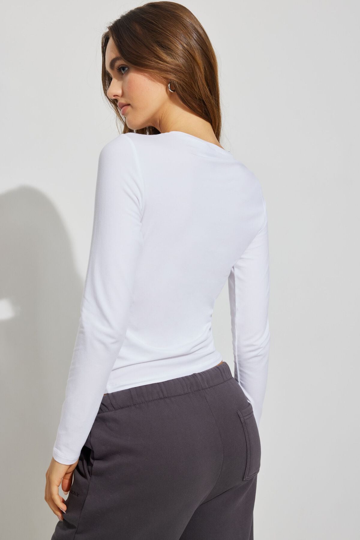 Estelle Longline Long Sleeve Top White Garage Clothing Women