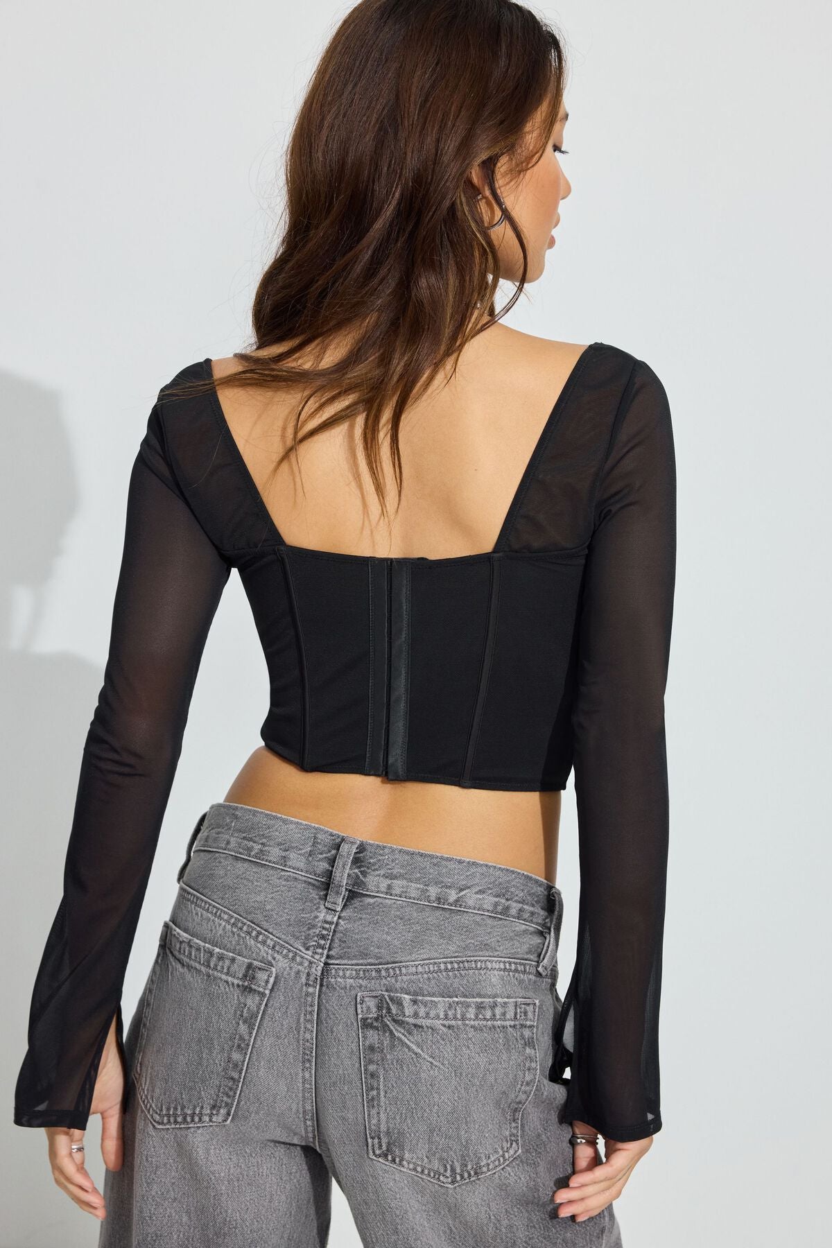 Aria Long Sleeve Bustier Top Black Garage Clothing Women