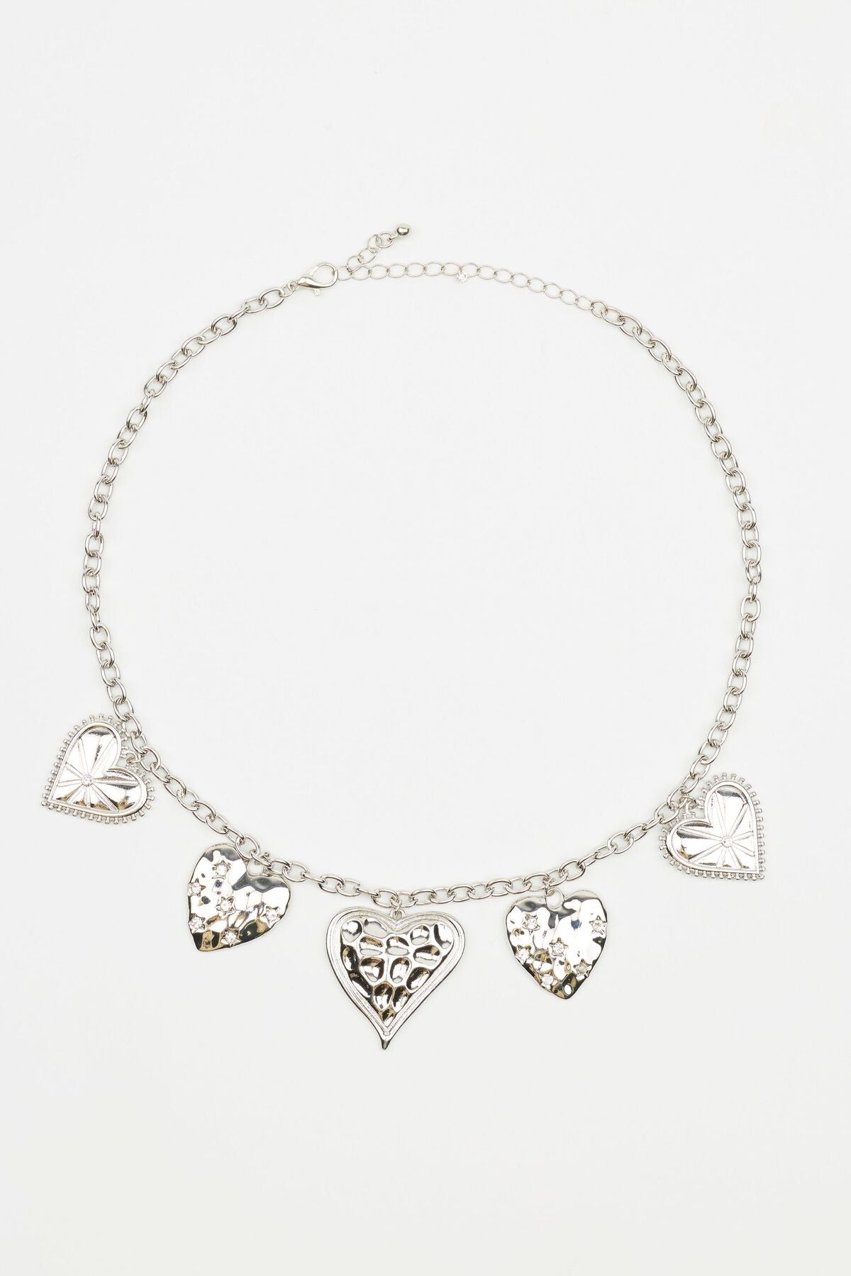 5 Heart Station Necklace GREY Garage Clothing Women