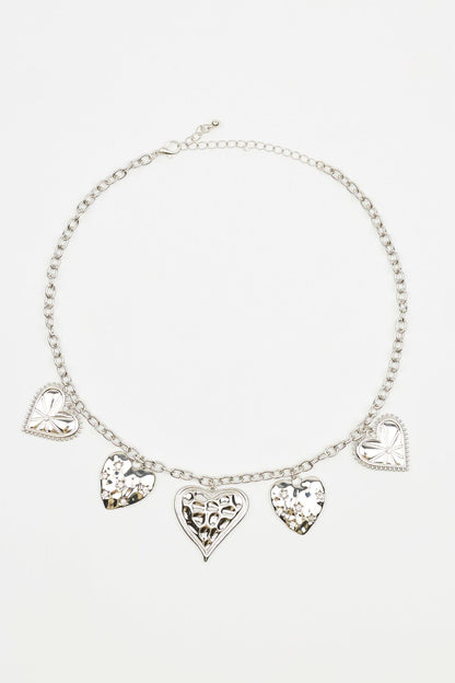 5 Heart Station Necklace GREY Garage Clothing Women