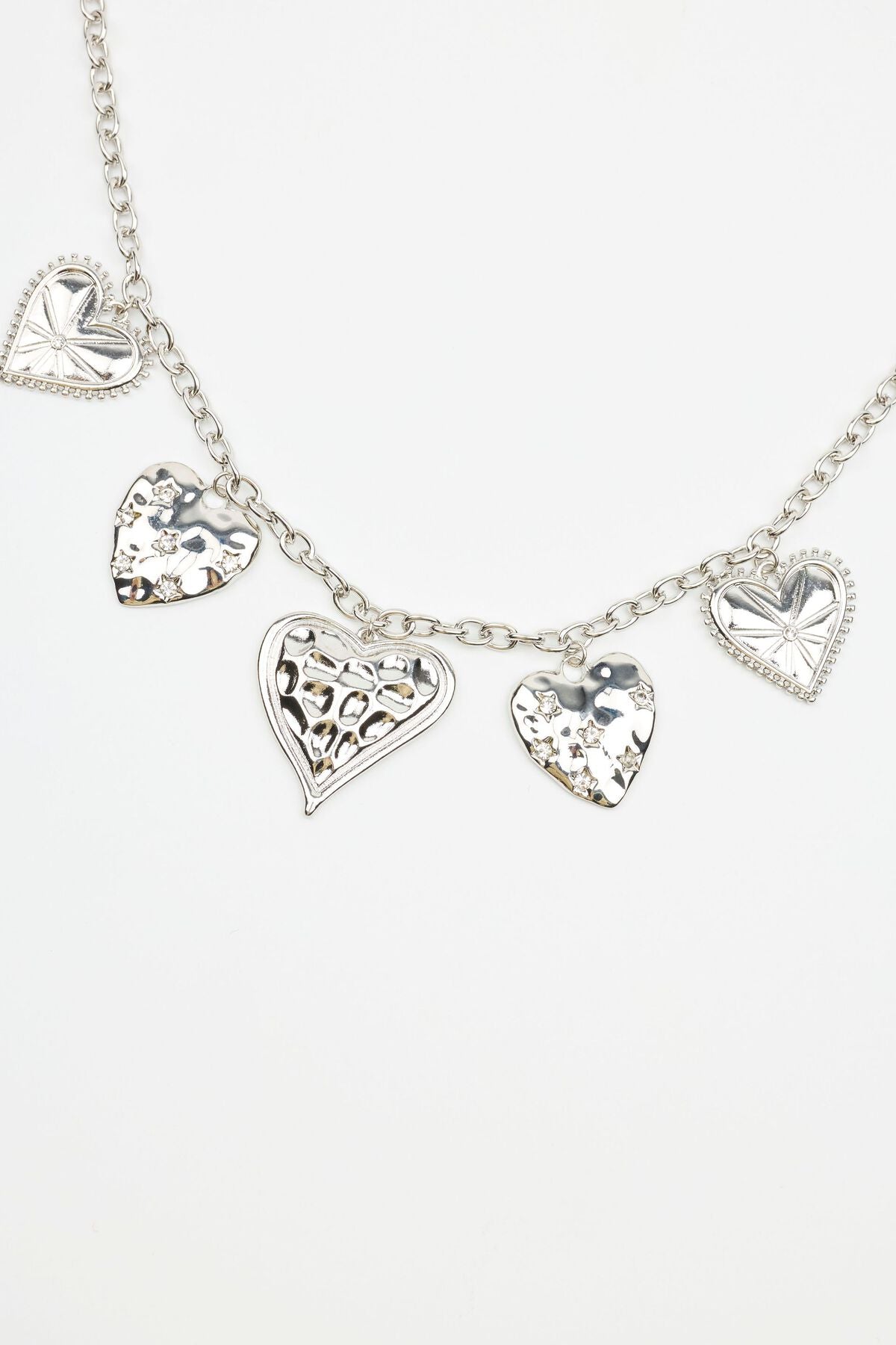 5 Heart Station Necklace GREY Garage Clothing Women